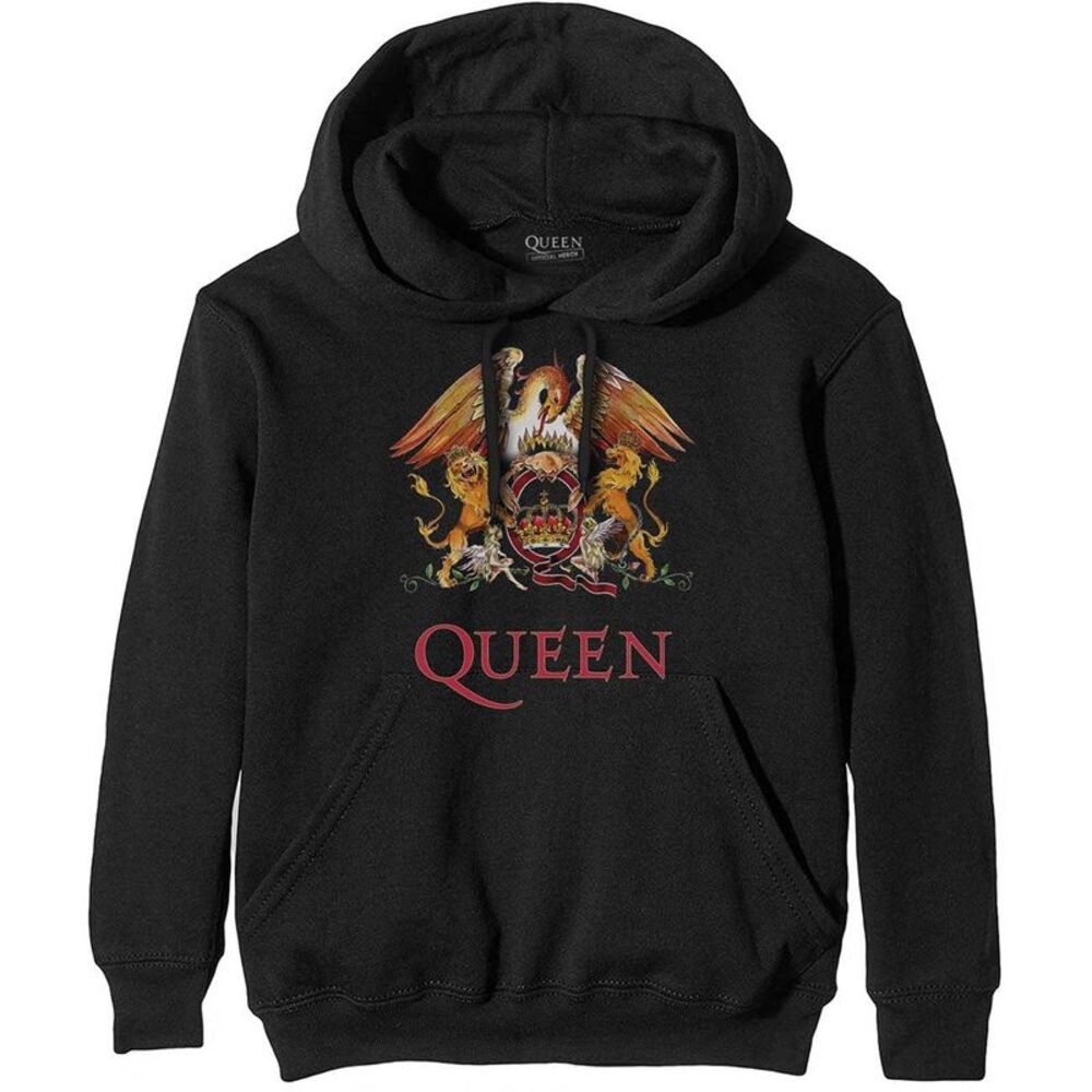 Queen Unisex Adult Classic Crest Hoodie / Black